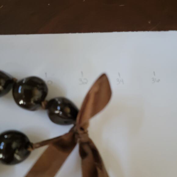 Chunky Brown Shell Necklace Natural Bead Jewelry with Ribbon Tie Boho Statement - Picture 10 of 10